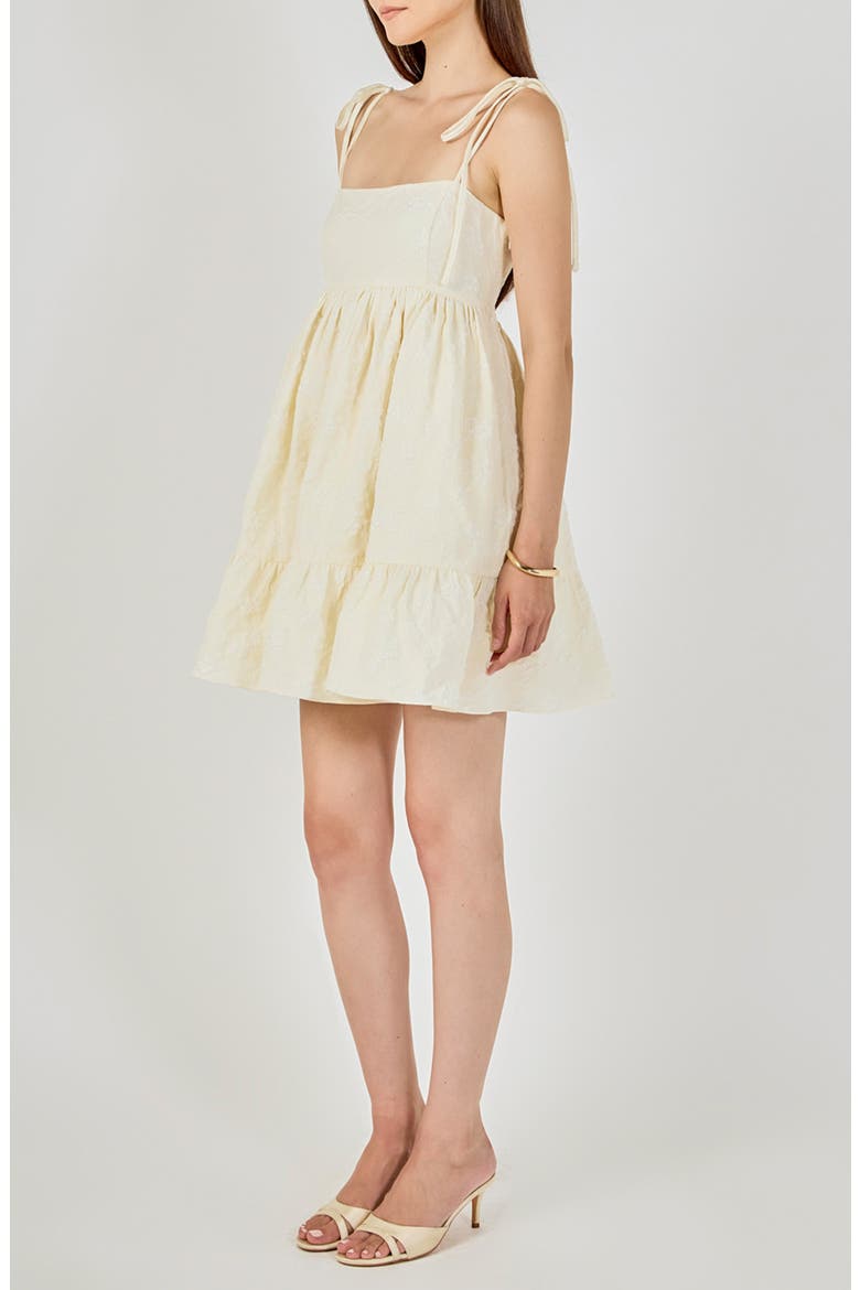 Floral Jacquard Babydoll Minidress, Alternate, color, CREAM