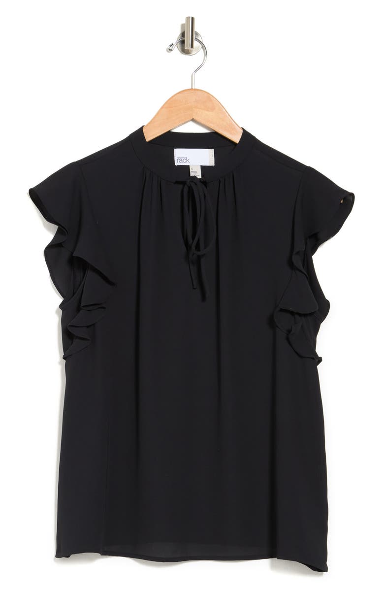 NORDSTROM RACK Ruffle Sleeve Tie Neck Top, Alternate, color, 