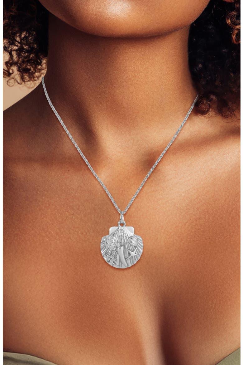 Shell Pendant Necklace, Alternate, color, SILVER