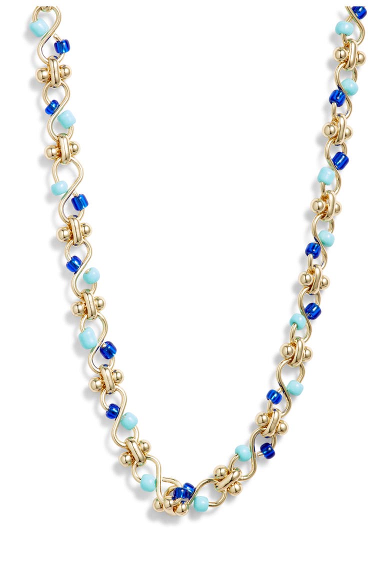Beaded Chain Necklace, Main, color, BLUE MULTI- GOLD