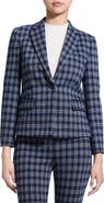 Theory Plaid One-Button Blazer