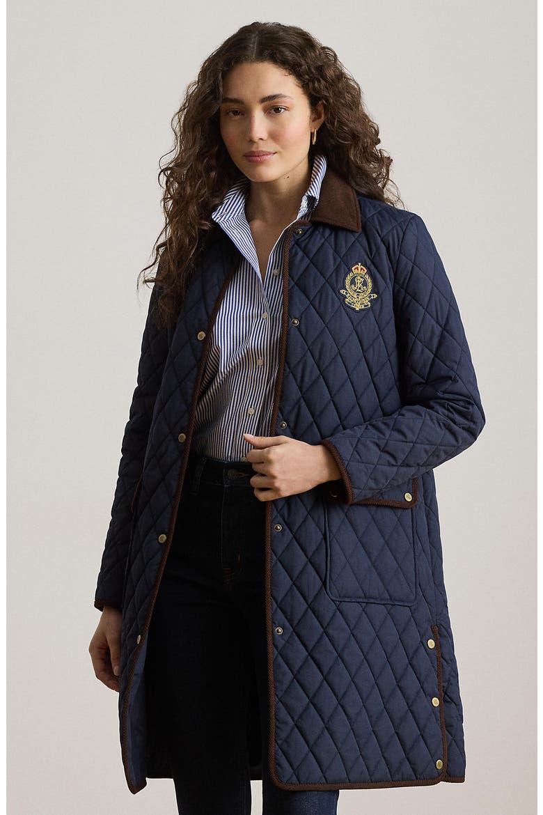 Crested Diamond Quilted Coat, Alternate, color, DK NAVY