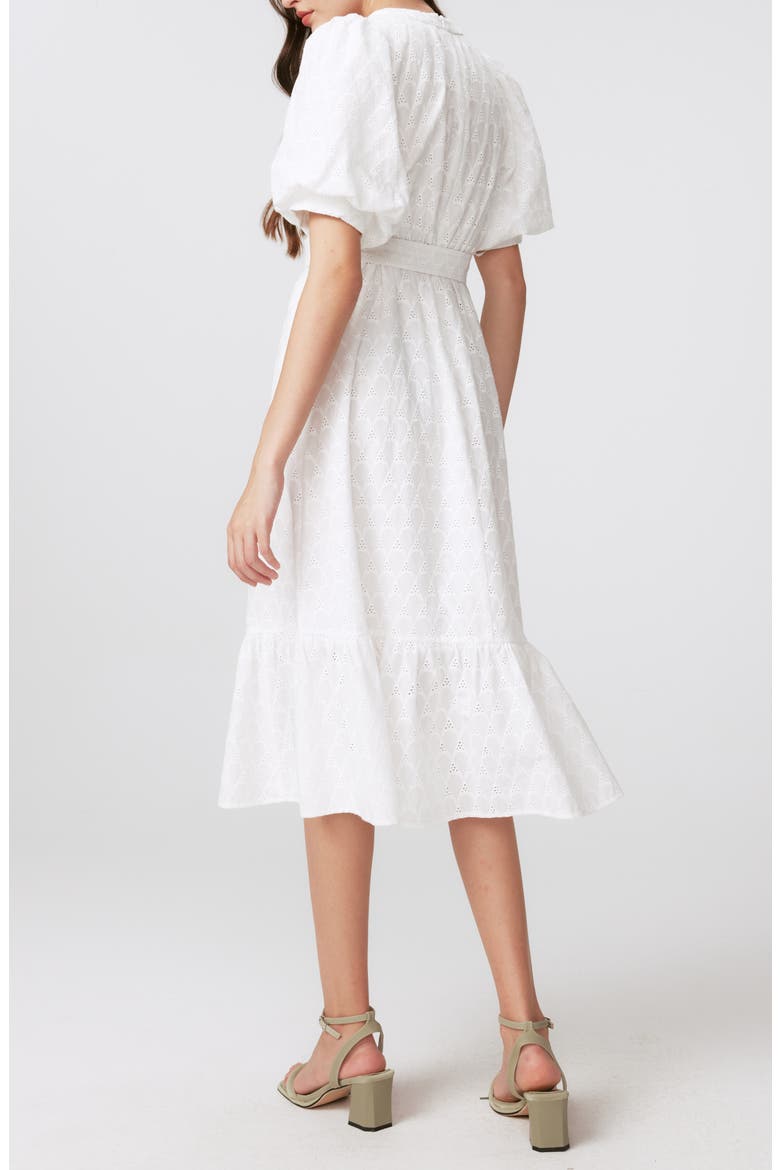 Polina Cotton Eyelet Midi Dress, Alternate, color, IVORY