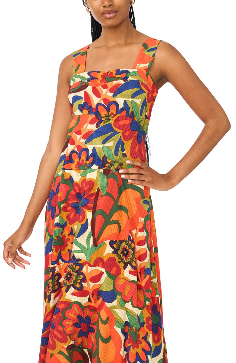 Halogen<sup>®</sup> Floral Challis Tiered Maxi Dress, Alternate, color, Hibiscus Red