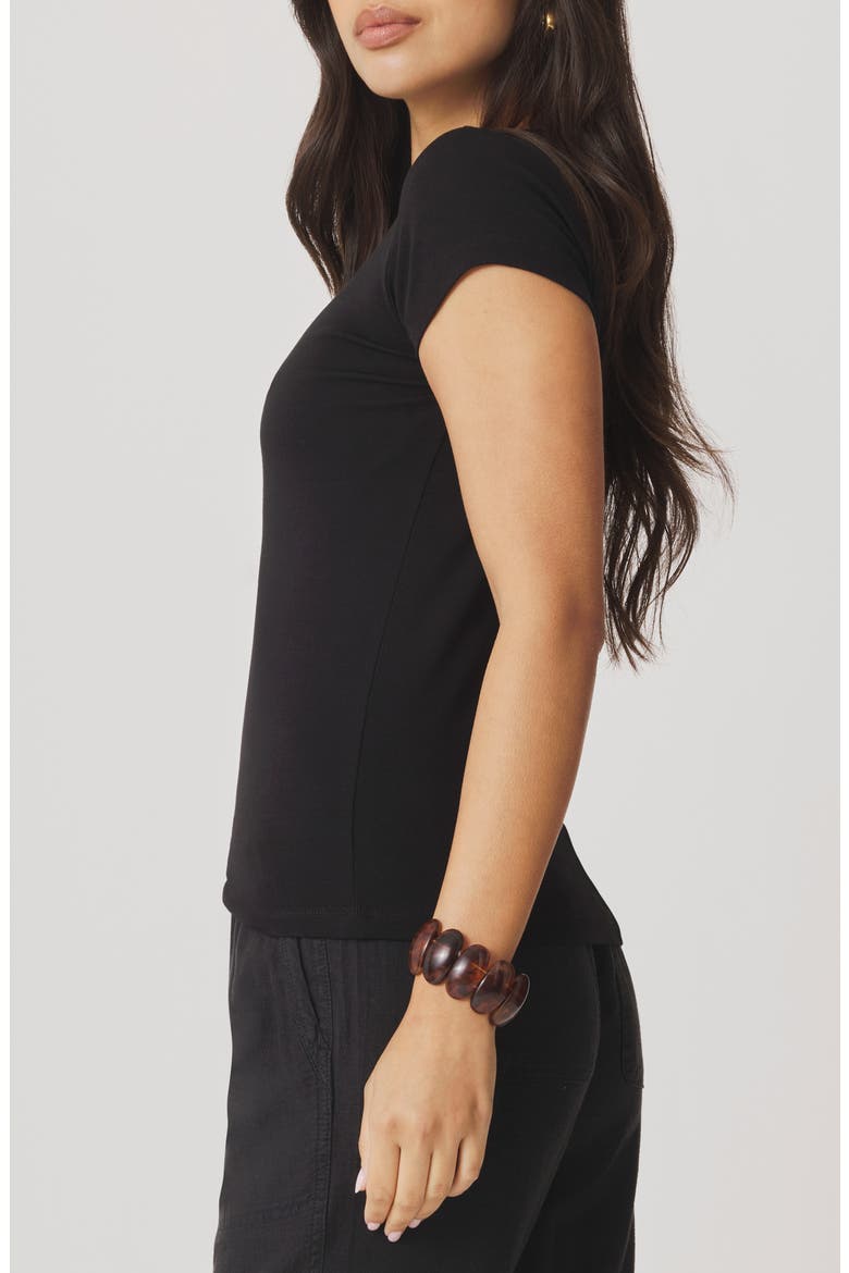 Josie Stretch V-Neck T-Shirt, Alternate, color, BLACK