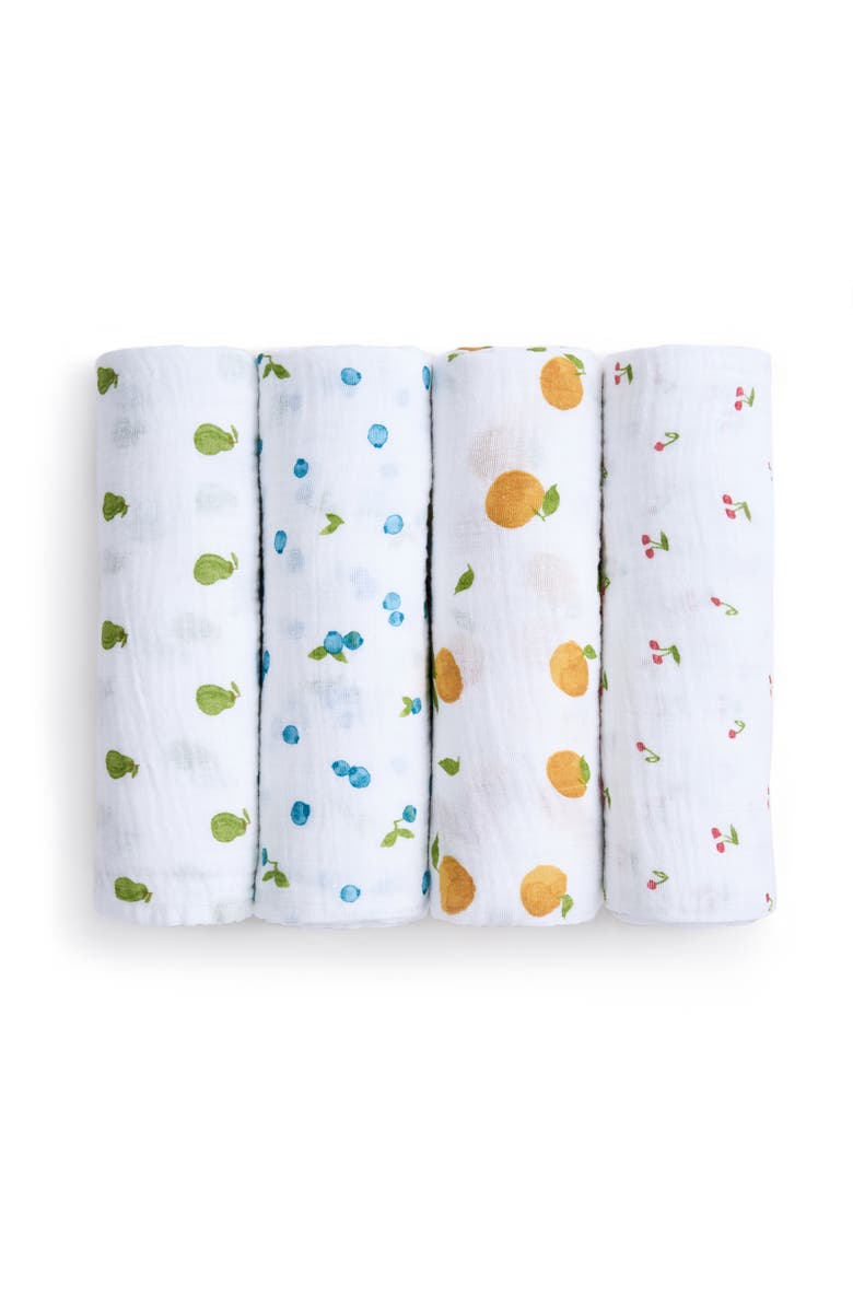 aden + anais 4-Pack 100% Organic Cotton Muslin Swaddles, Main, color, Fresh Fruit