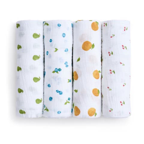 4-Pack 100% Organic Cotton Muslin Swaddles