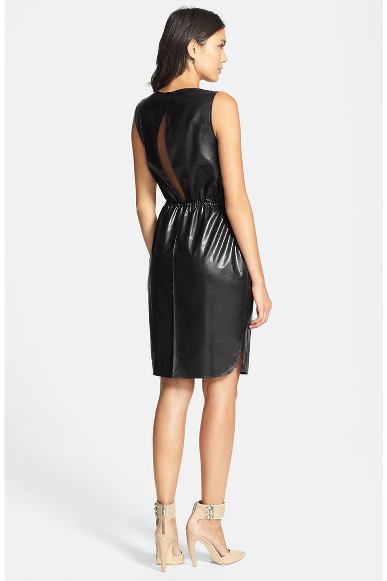 Cutout Faux Leather Dress, Alternate, color, BLACK