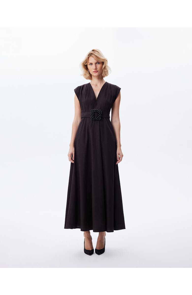 THEO The Label Echo Beaded Belt V-neck Shirtdress, Alternate, color, 