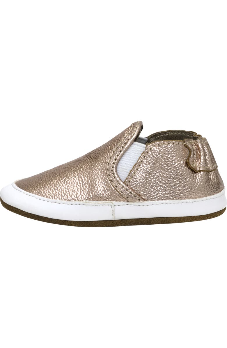 Robeez<sup>®</sup> Kids' Leah Slip-On Leather Crib Shoe, Alternate, color, Gold