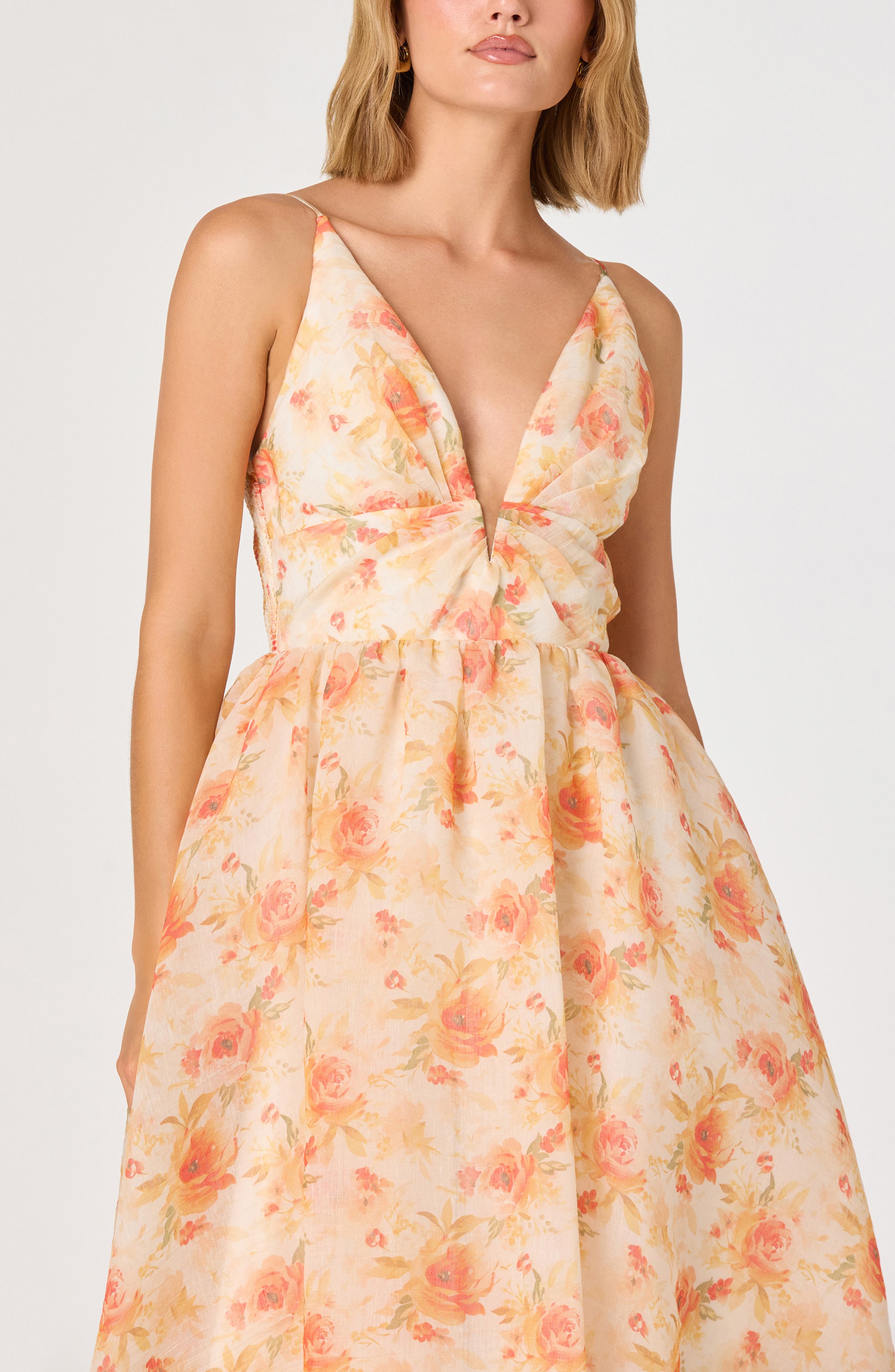 ASTR the Label Janna Floral Chiffon Midi Dress (Women) | Nordstrom