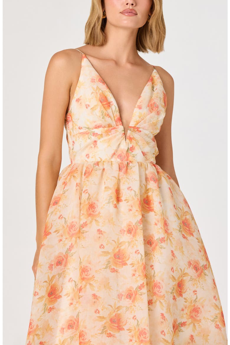 Janna Floral Chiffon Midi Dress, Alternate, color, ORANGE FLORAL