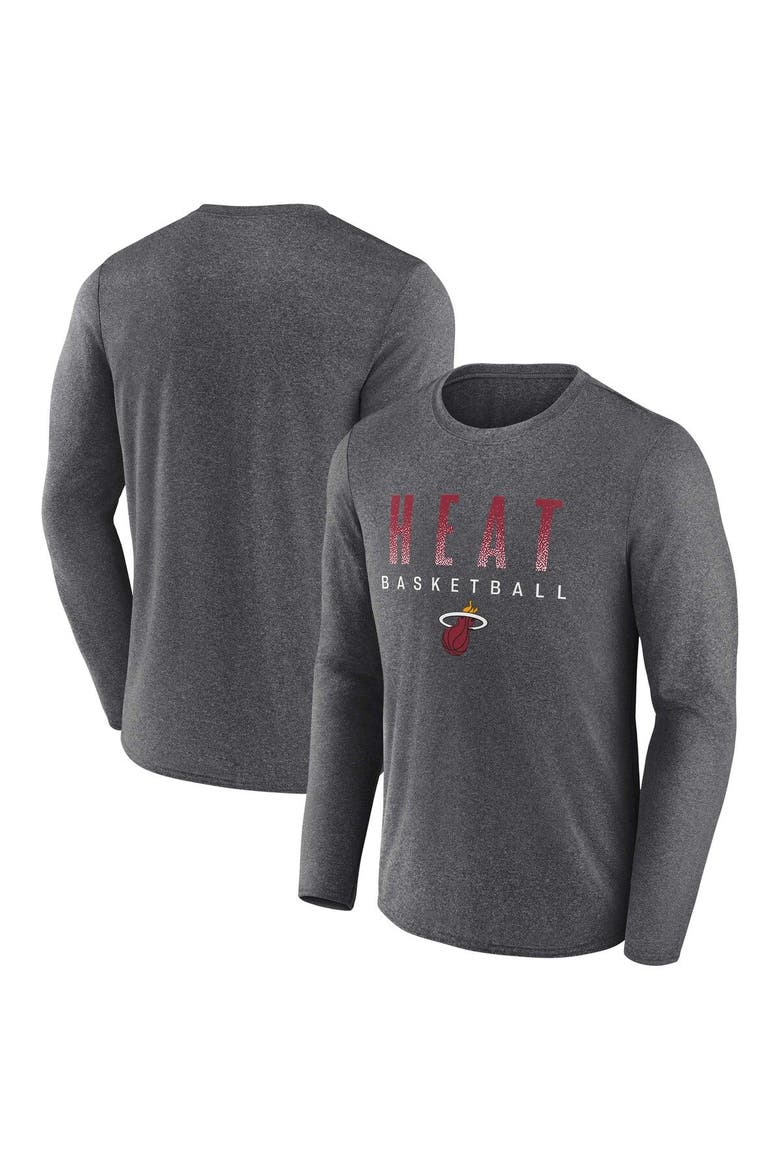 Men's Fanatics Heathered Charcoal Miami Heat Where Legends Play Iconic Practice Long Sleeve T-Shirt, Alternate, color, Heather Charcoal