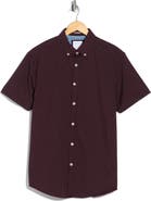 DENIM AND FLOWER Dot Print Short Sleeve Button-Down Shirt