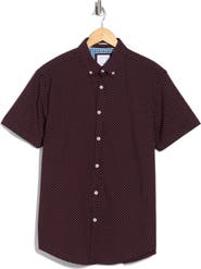 DENIM AND FLOWER Dot Print Short Sleeve Button-Down Shirt