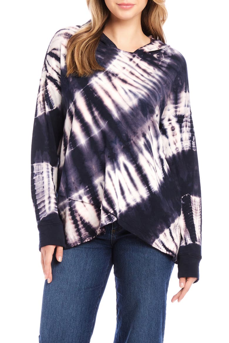 Tie Dye Asymmetric Hem Hoodie, Main, color, TIE DYE