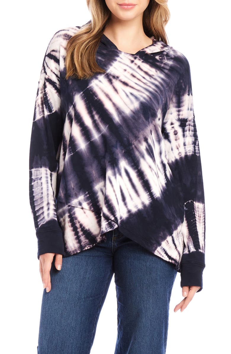 Karen Kane Tie Dye Asymmetric Hem Hoodie, Main, color, Tie Dye