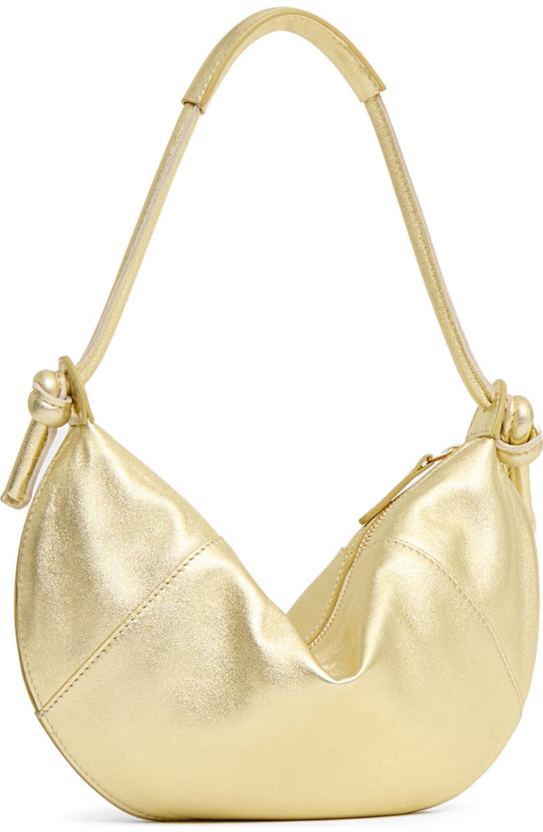 Mansur Gavriel Mini Fortuna Metallic Leather Hobo Bag, Alternate, color, Gold