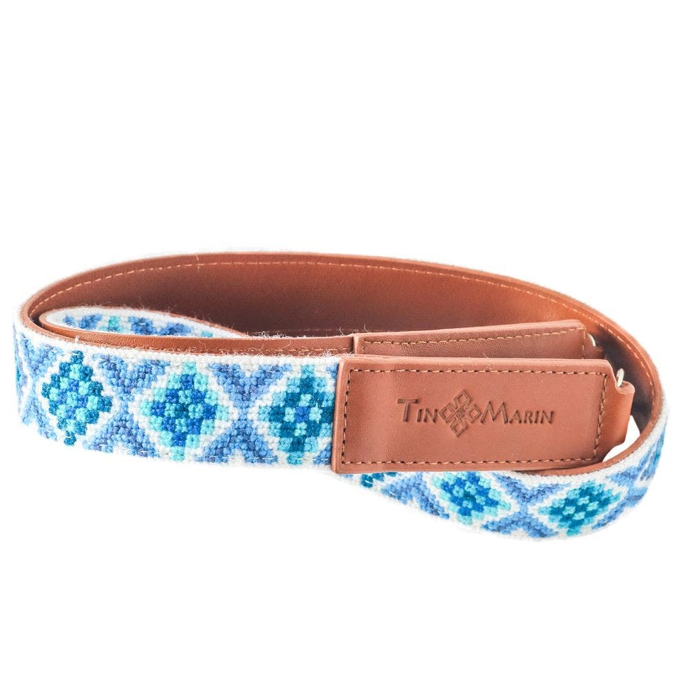 Mai Woven Bag Strap - Blue, Alternate, color, Tan Leather