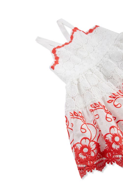 Peek Essentials Embroidered Lace Accent Dress In White