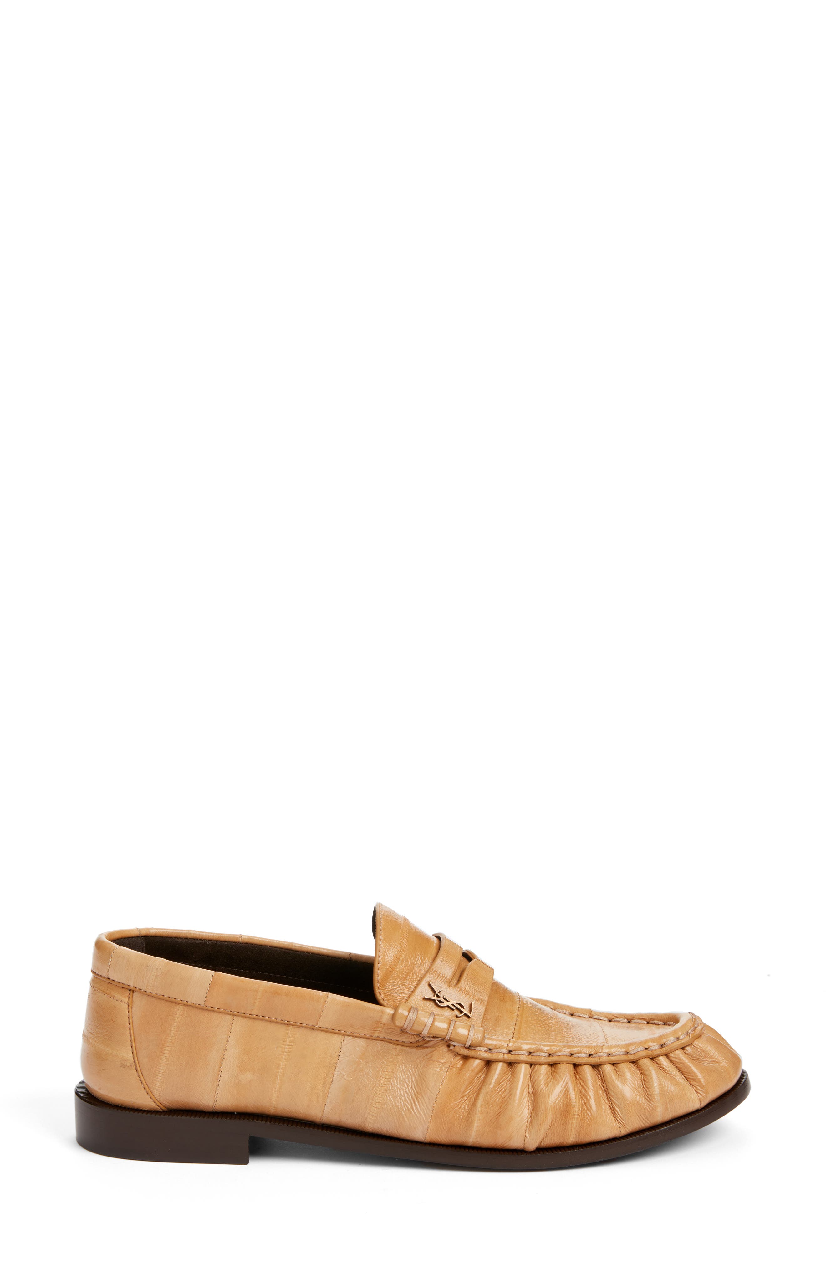 Saint Laurent Eelskin Embossed Loafer, Alternate, color, Soft Beige