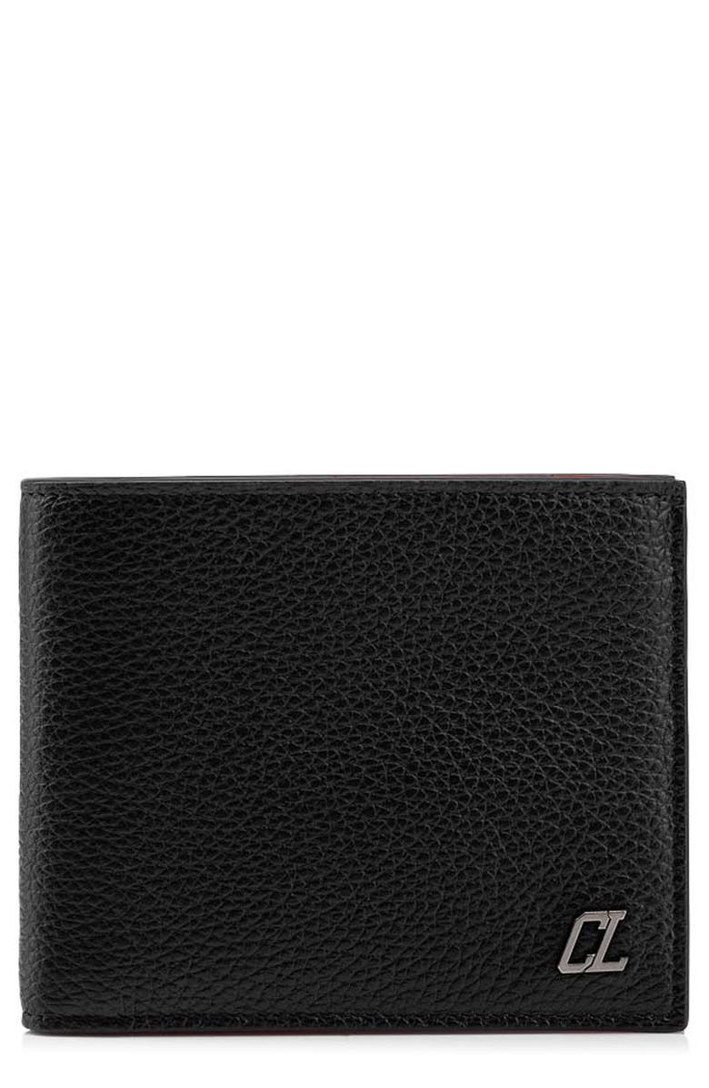 Christian Louboutin Coolcard Leather Bifold Wallet, Main, color, Black/ Gun Metal