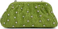 Jessica McClintock Violetta Rhinestone Studded Straw Frame Clutch