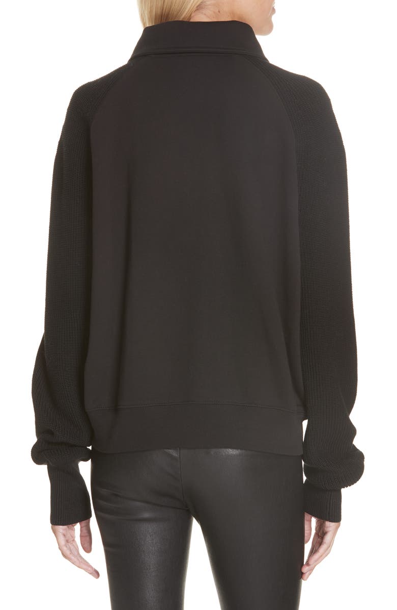 Helmut Lang Contrast Sleeve Quarter Zip Sweatshirt, Alternate, color, 