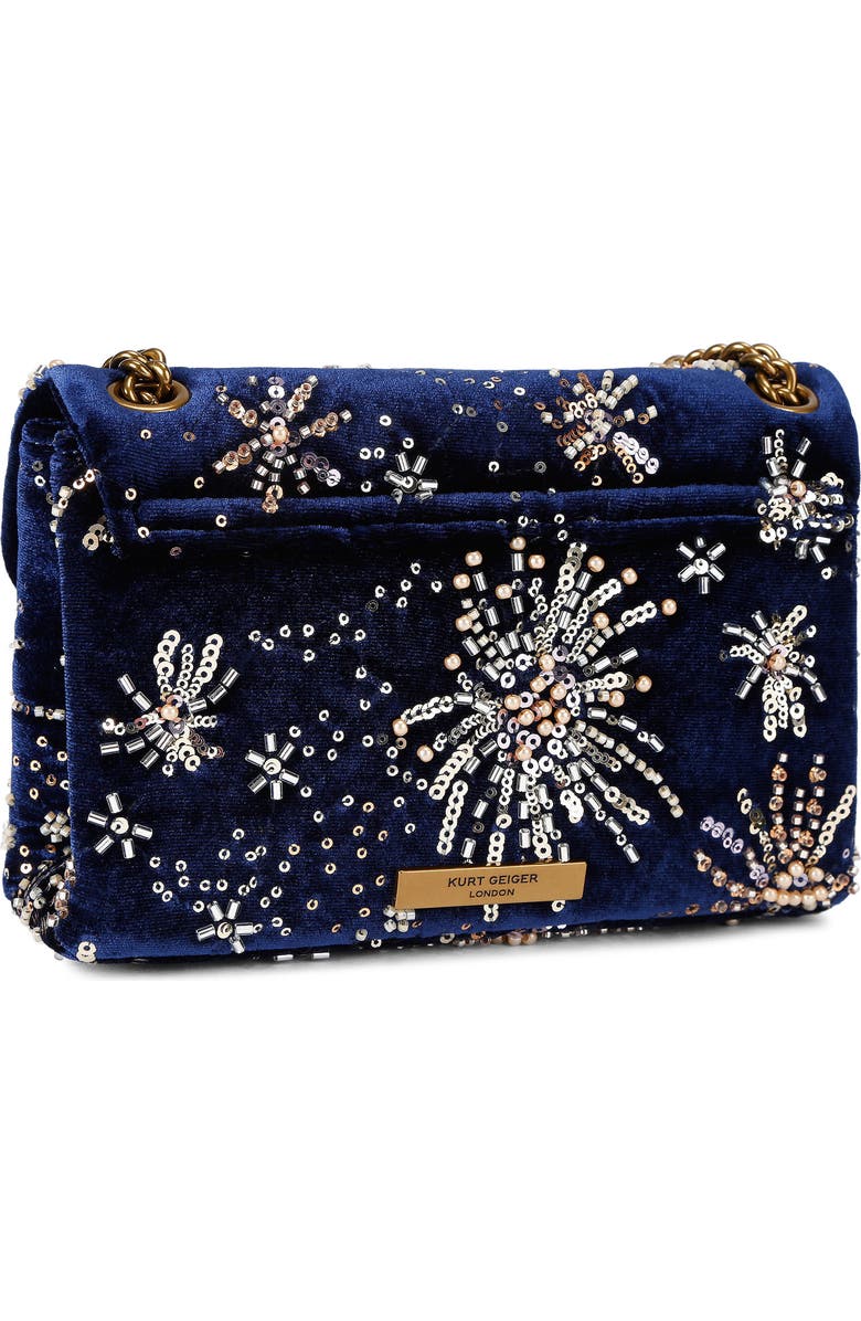 Kurt Geiger London Mini Kensington Velvet Crossbody Bag, Alternate, color, Navy
