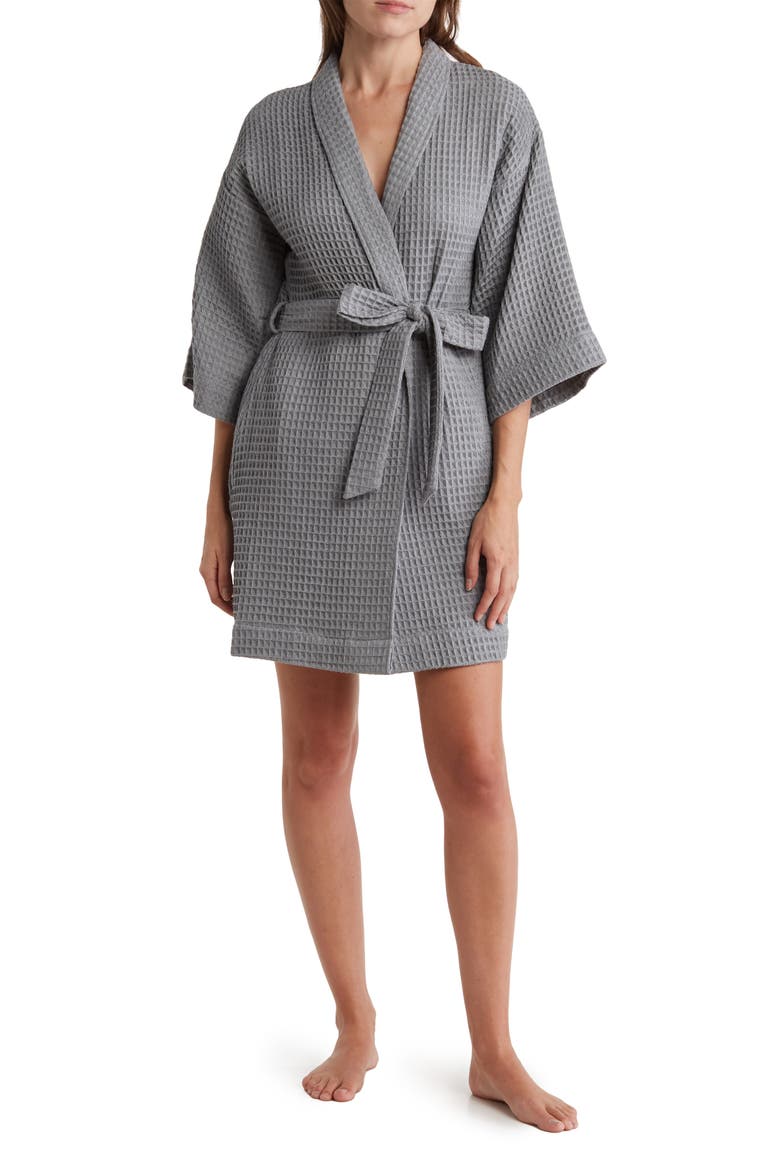 Waffle Weave Robe, Main, color, GREY PEARL HEATHER