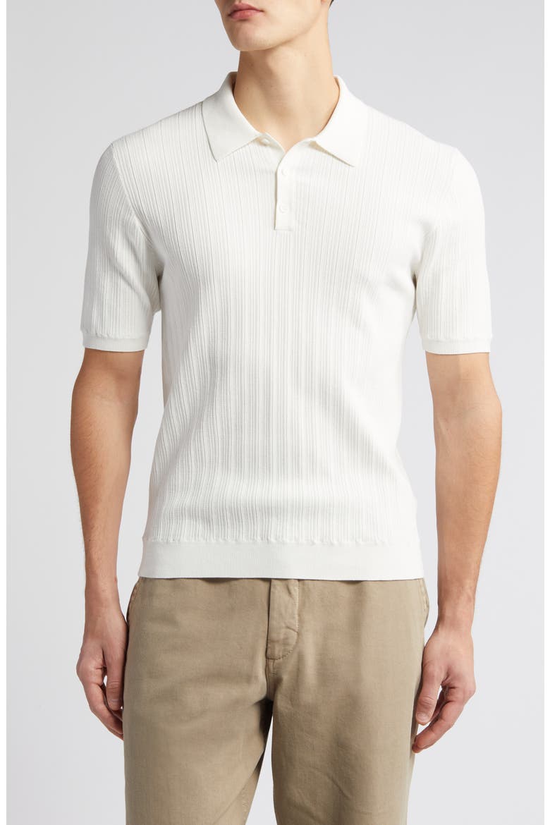 Naples Cotton Blend Knit Polo, Main, color, ECRU