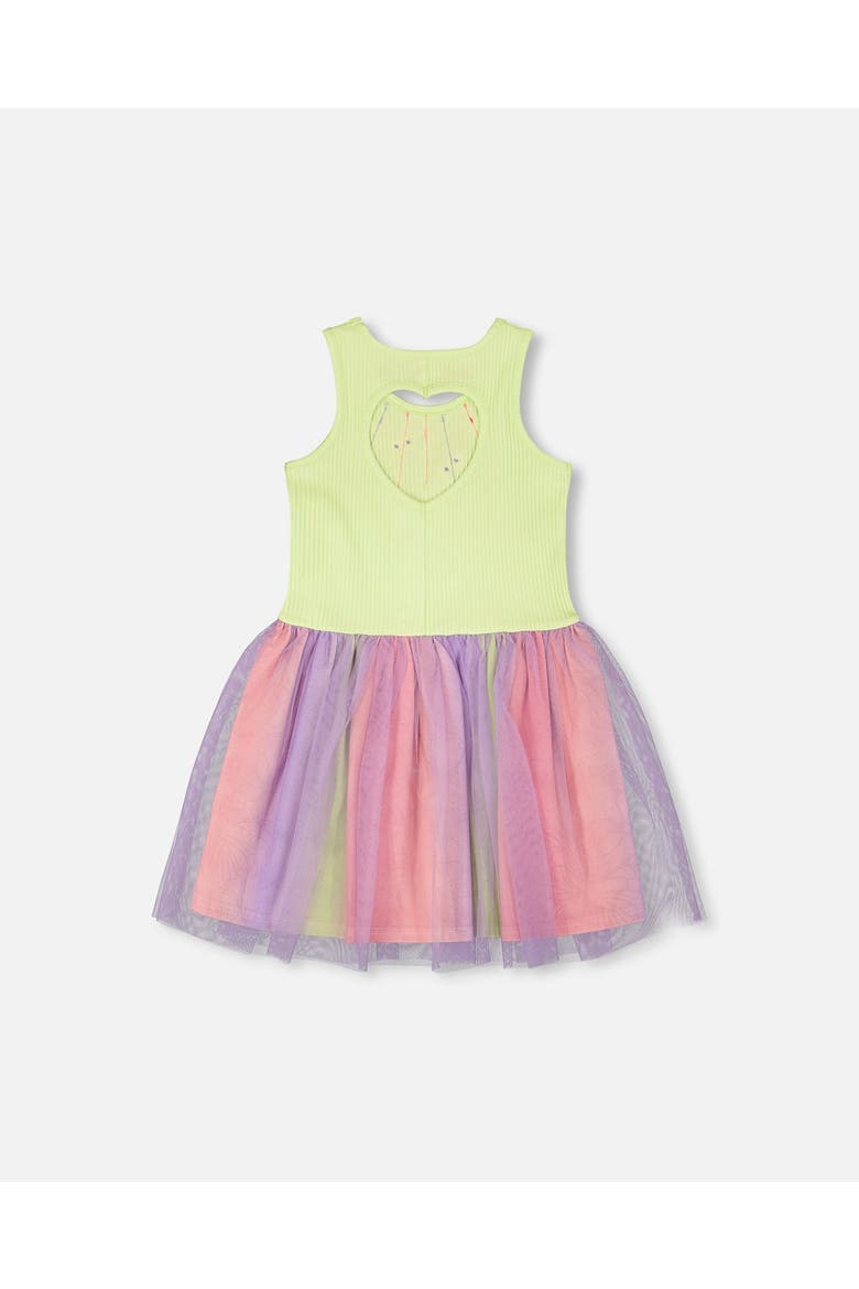 Sleeveless Bi-Material Dress, Alternate, color, Lime Green
