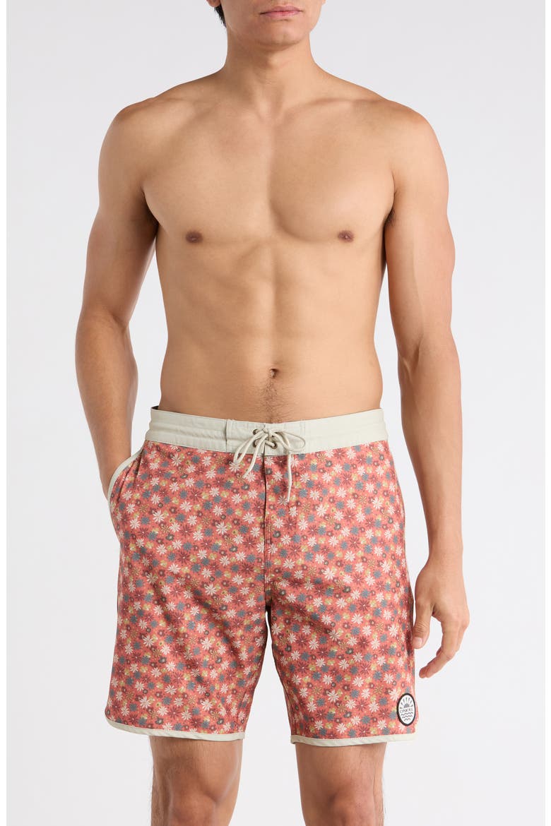 Cruzer Scallop Swim Trunks, Main, color, GINGER SPICE