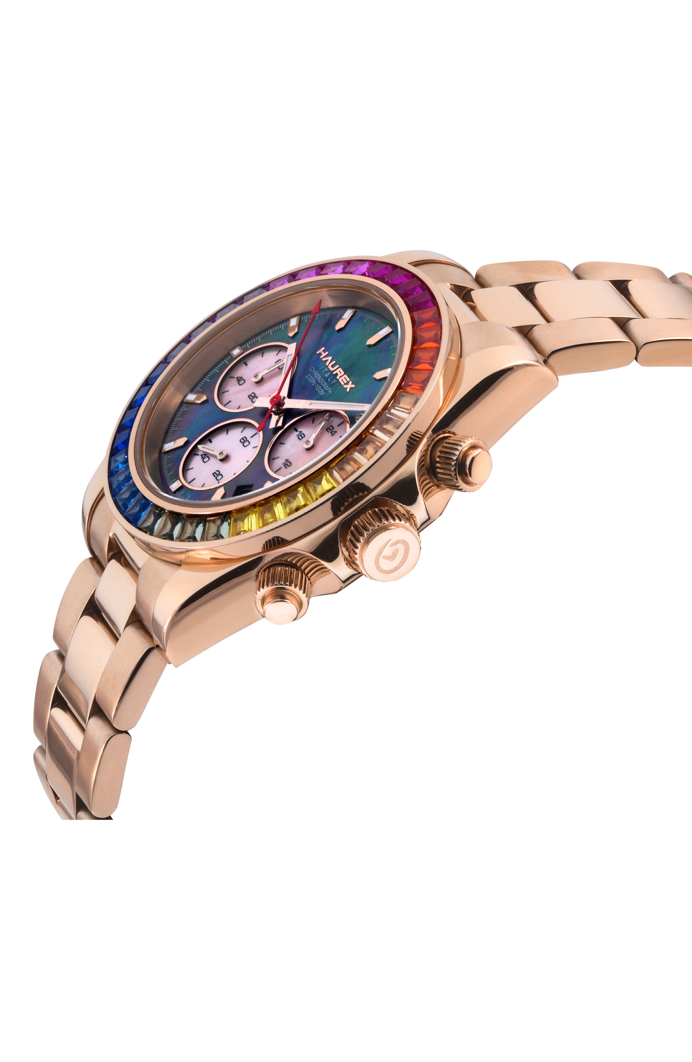 Arcobeleno Rainbow Bezel Chronograph Bracelet Watch, 39.5mm
