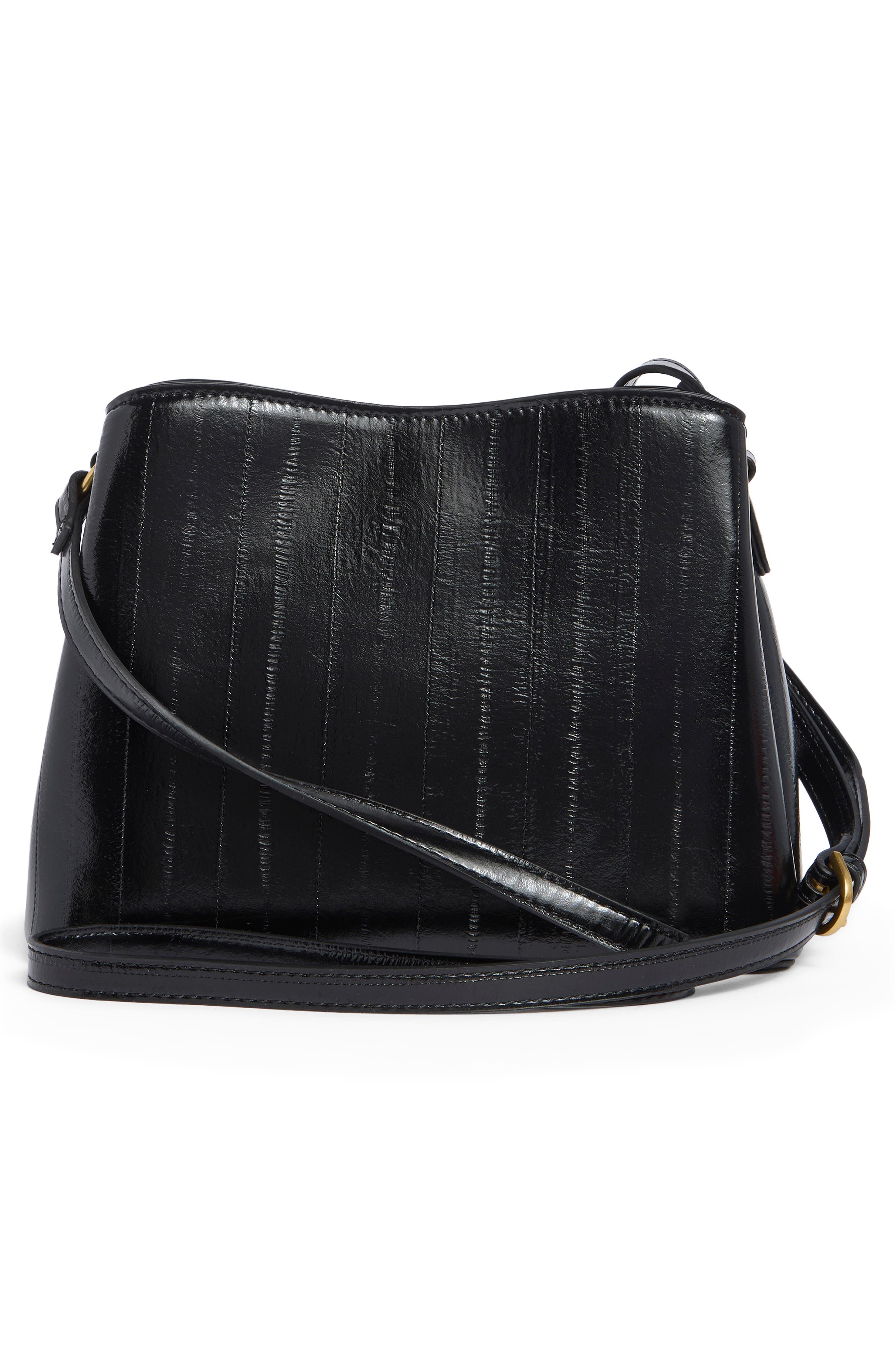 Holden Faux Eel Crossbody Bag, Alternate, color, BLACK