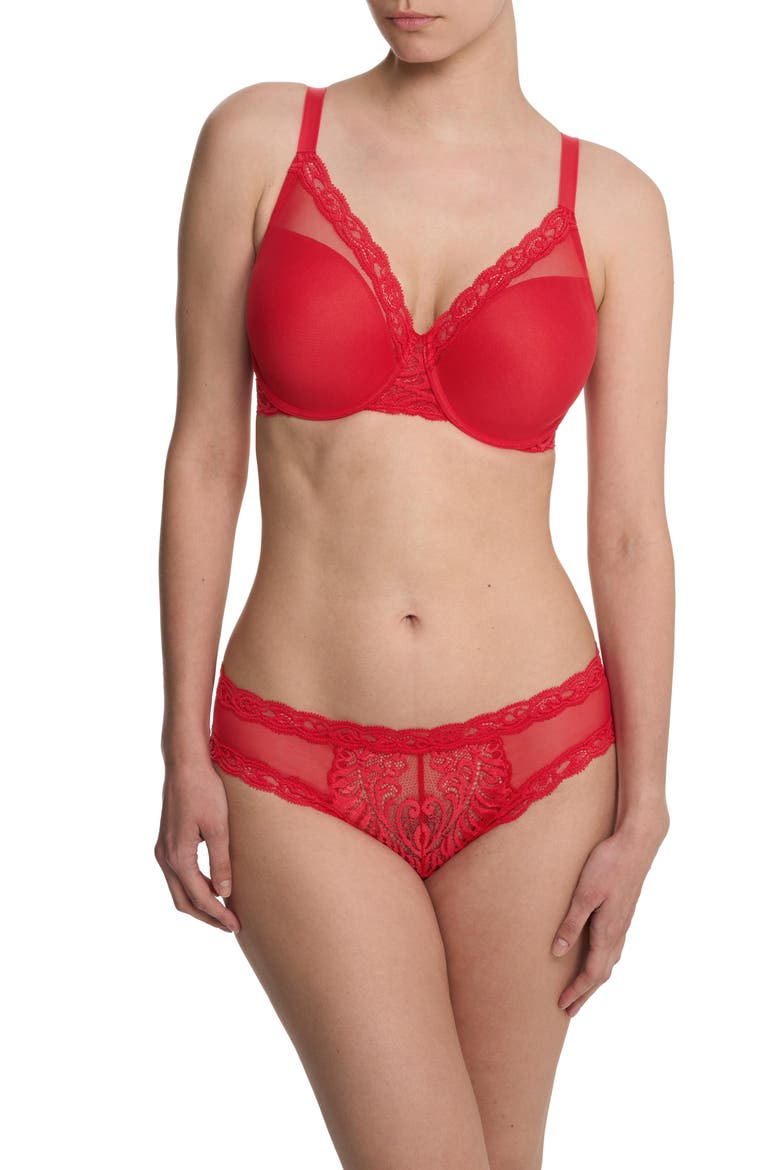 Feathers Full Figure Plunge T-Shirt Bra, Alternate, color, BONFIRE