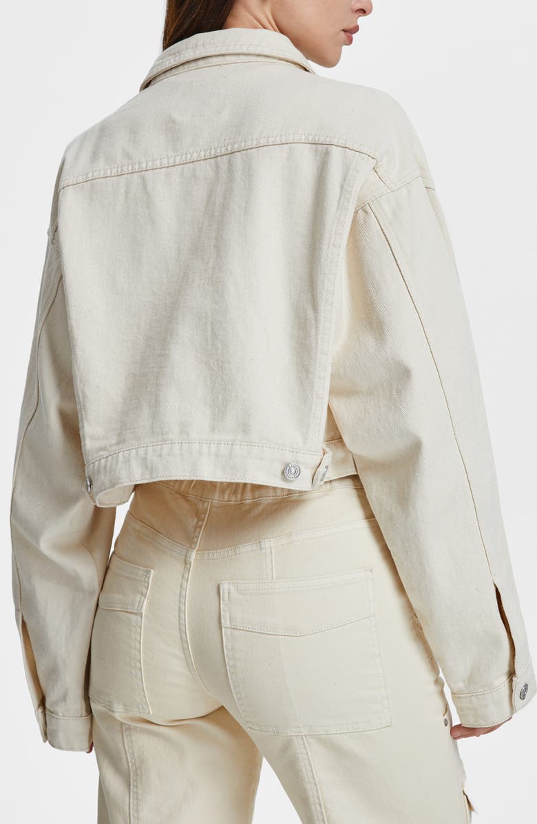 Bayeas Crop Denim Trucker Jacket, Alternate, color, Natural