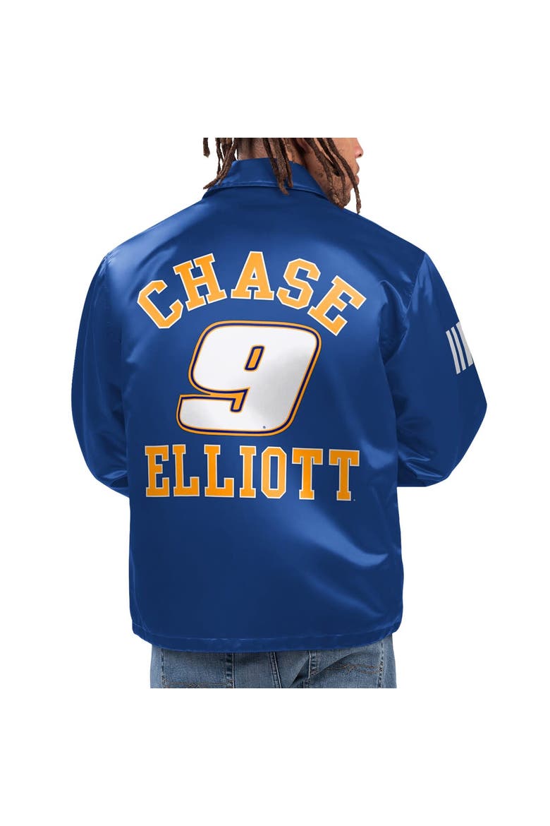 Men's Starter Royal Chase Elliott Option Route Full-Snap Coaches Jacket, Alternate, color, Royal
