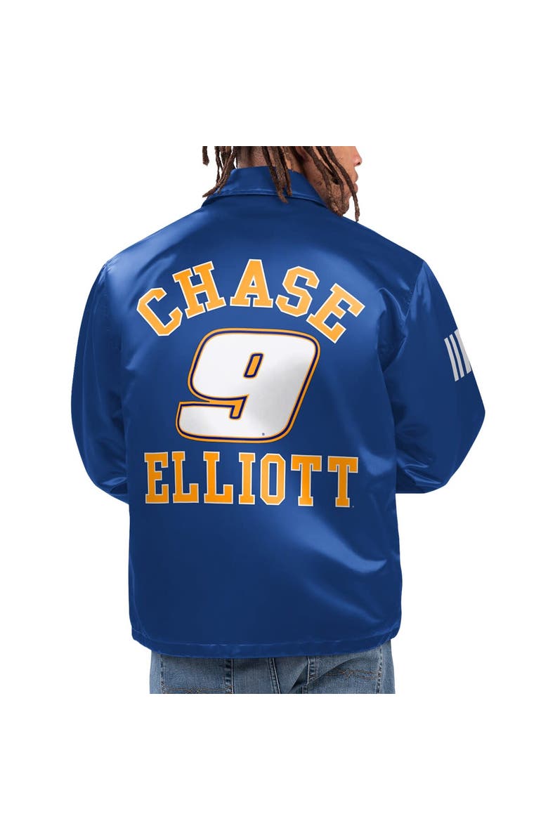 STARTER Men's Starter Royal Chase Elliott Option Route Full-Snap Coaches Jacket, Alternate, color, Royal