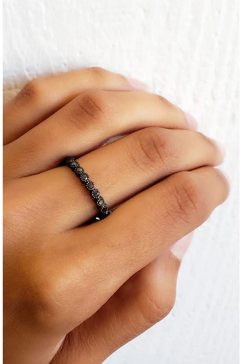 Black Diamond Bezel Band Ring, Alternate, color, BLACK RHODIUM/ BLACK DIAMOND