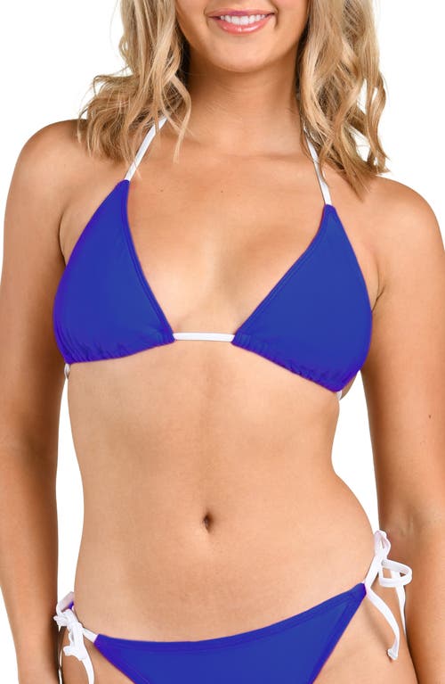 Citrus Solid Triangle Bikini Top In Blue
