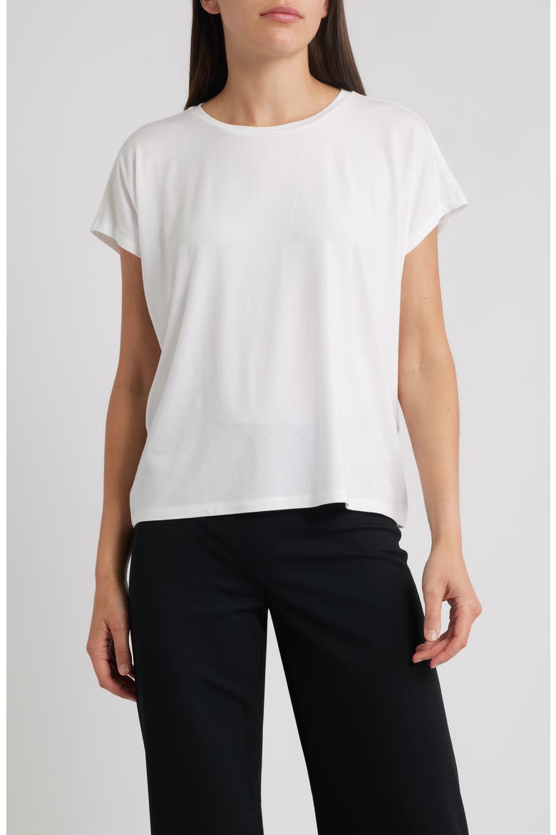 Crewneck Wedge Top, Main, color, WHITE