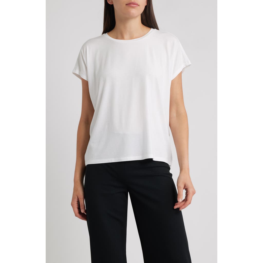 Eileen Fisher Crewneck Wedge Top In White