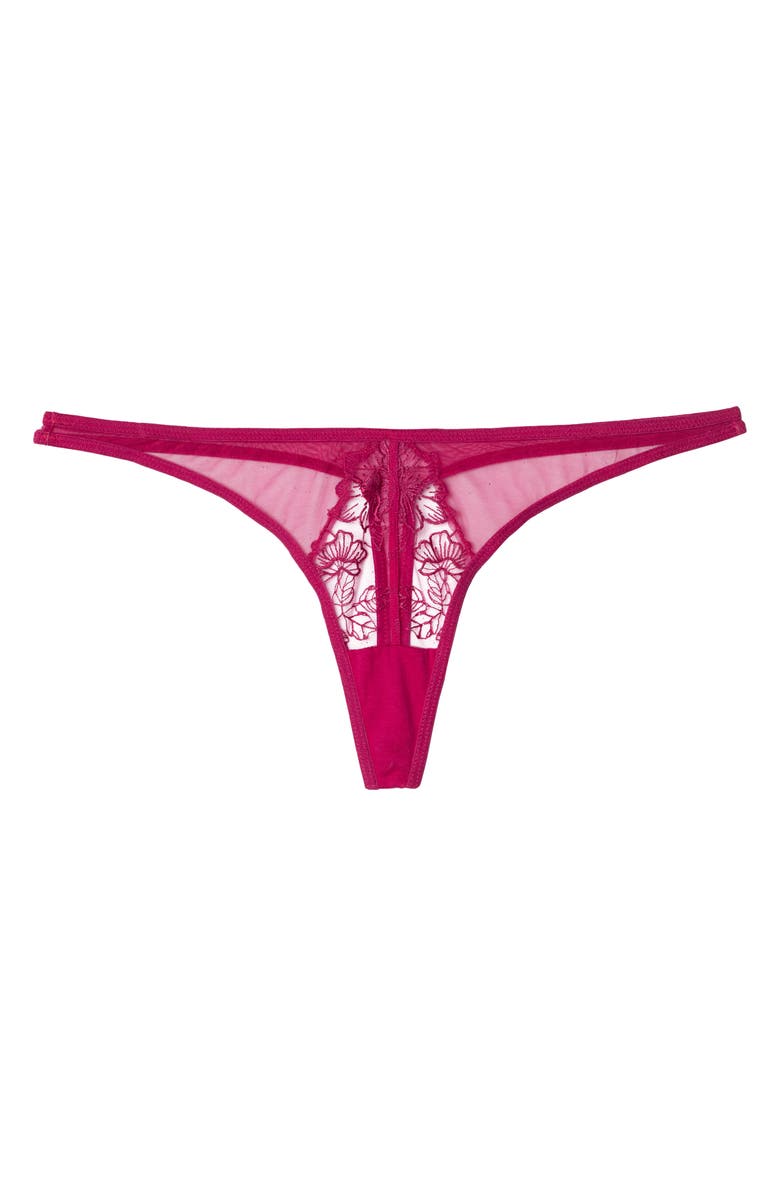 Playful Promises Marlowe Embroidered Mesh Thong, Main, color, 