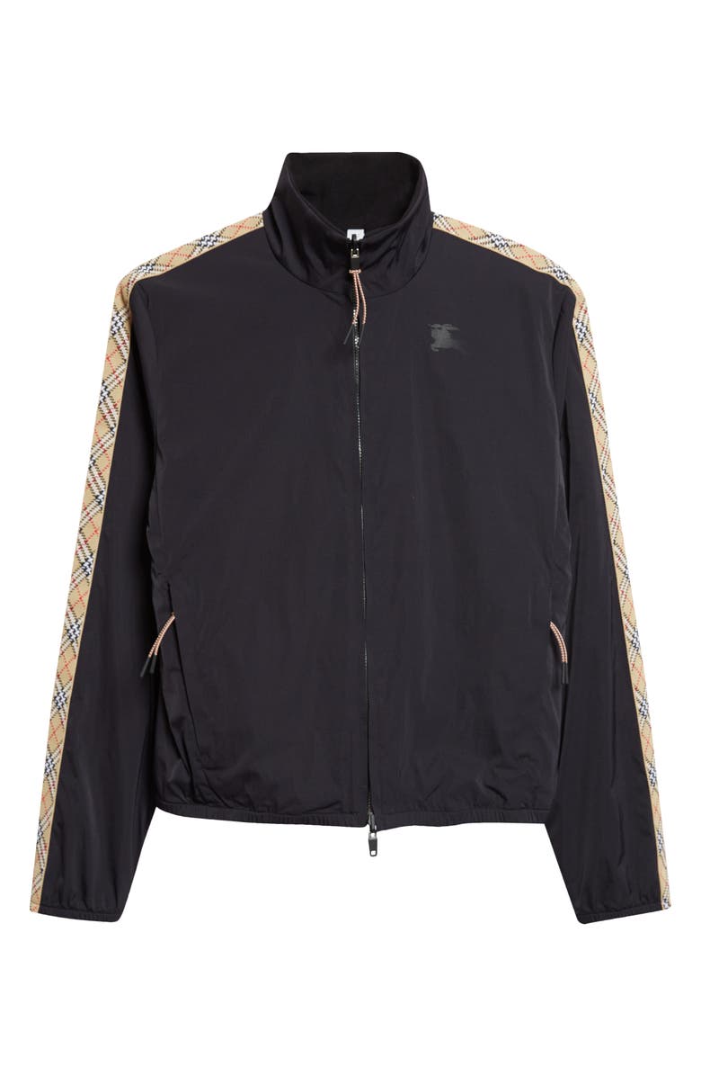 Burberry Angela Reversible Stretch Nylon & Fleece Jacket, Main, color, Black