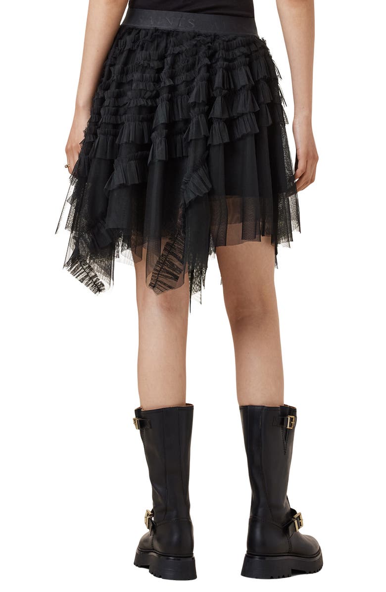 AllSaints Jayde Handkerchief Hem Tulle Skirt, Alternate, color, Black