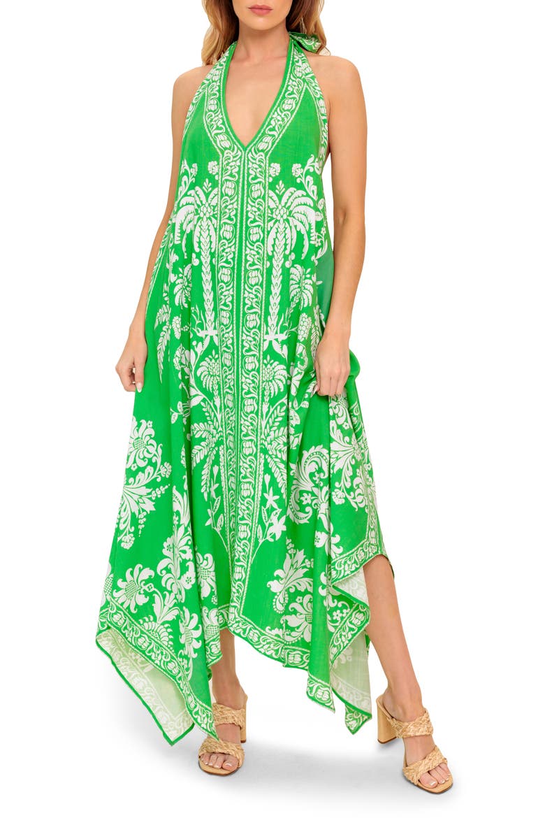 Floral Halter Maxi Dress, Main, color, GREEN