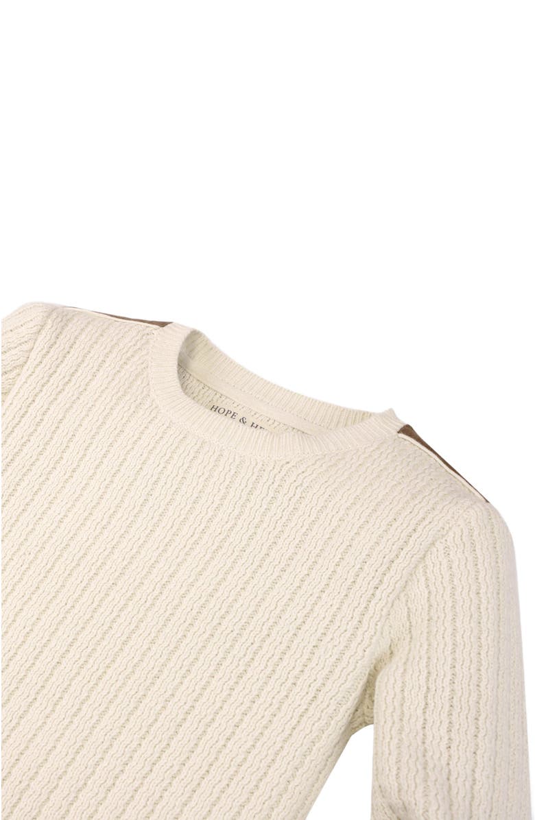 Hope & Henry Boys' Organic Crew Neck Pullover Sweater with Suede Detail, Kids, Alternate, color, 