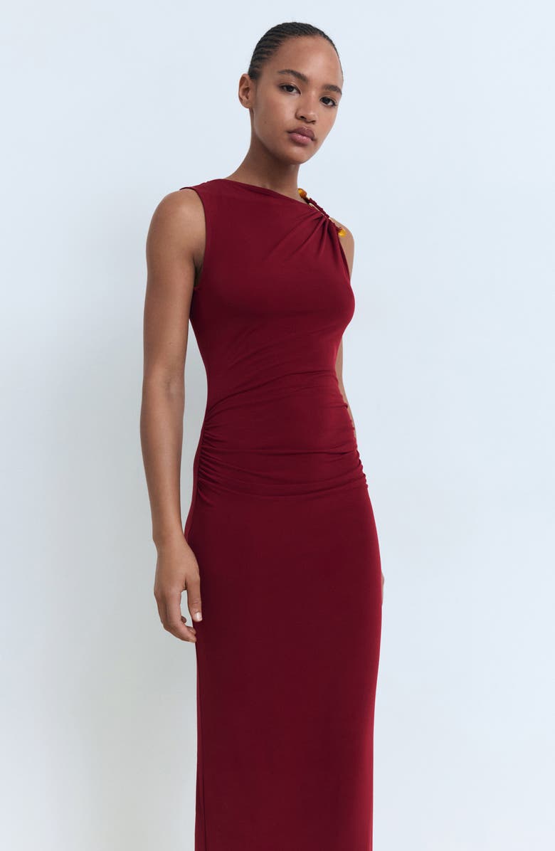 MANGO Embellished Body-Con Maxi Dress, Alternate, color, Burgundy