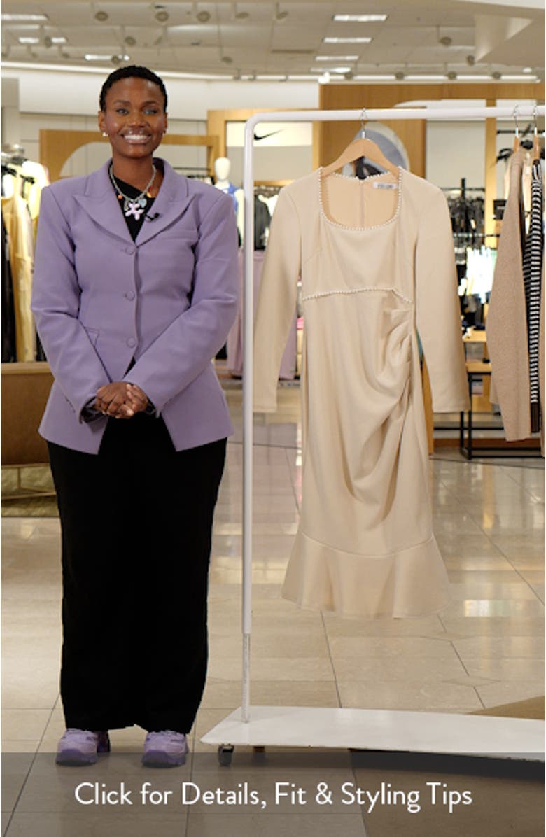 Faux Pearl Ruched Flare Hem Dress, sales video thumbnail